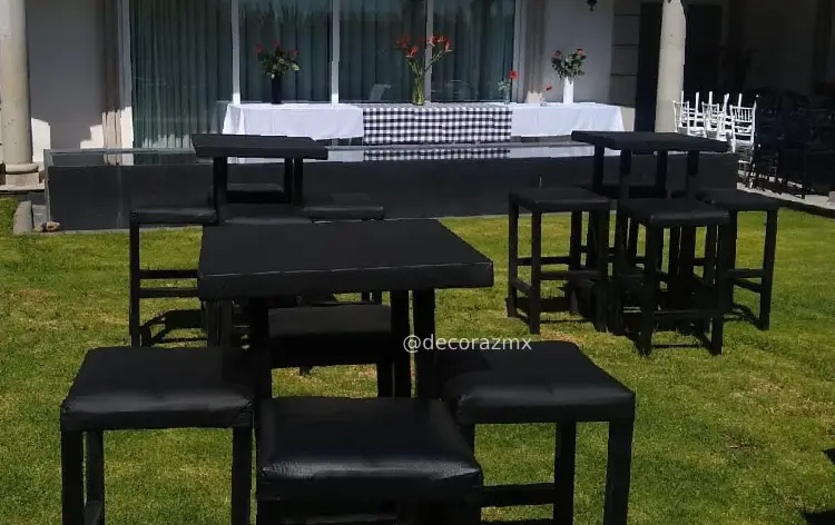 Periquera negra montada en evento elegante en Ciudad de México